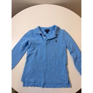 Polo Ralph Lauren Polo Shirt Kids 4 Light Blue Excellent Long Sleeve Mesh Cotton